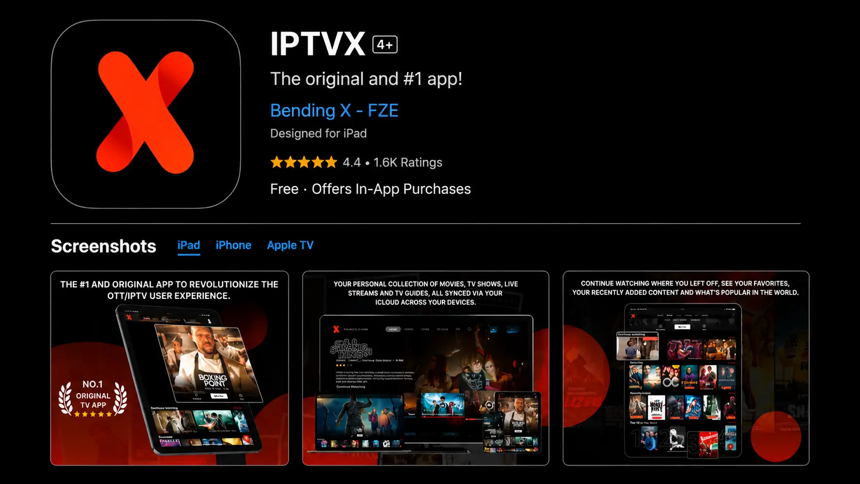 IPTVX IPTV app for iPhone and iPad