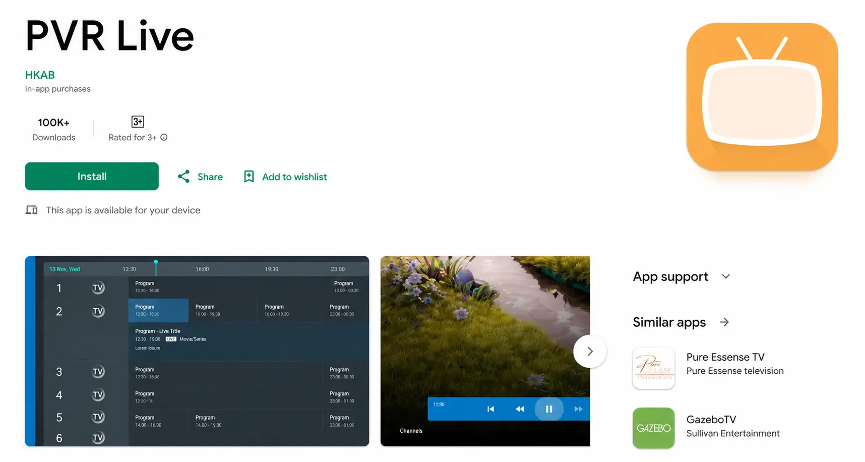 PVR Live IPTV app for Chromecast and Android TV