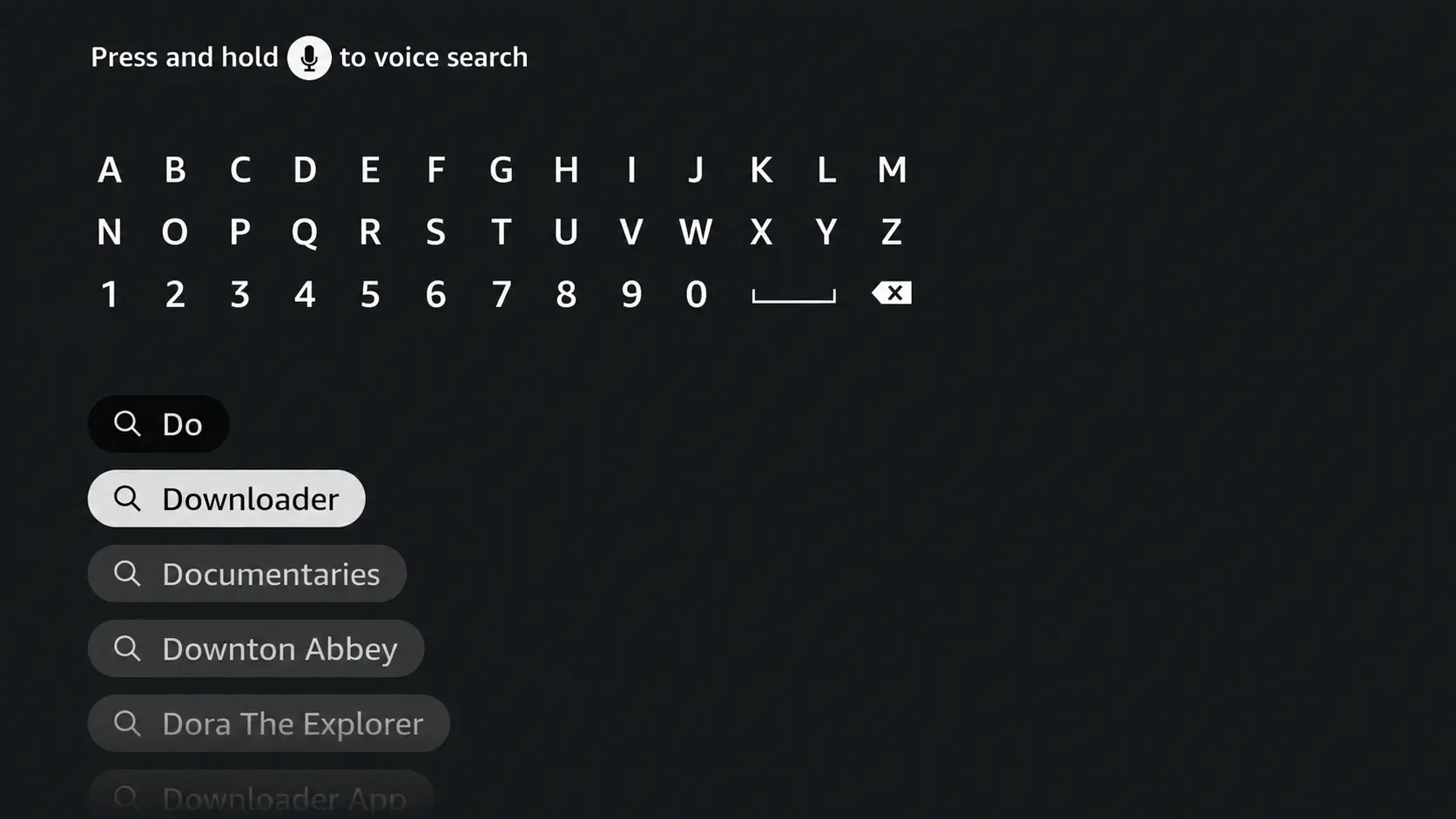 Search for Downloader app on Firestick