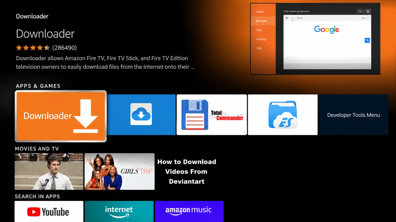 Choose Downloader App on Firestick