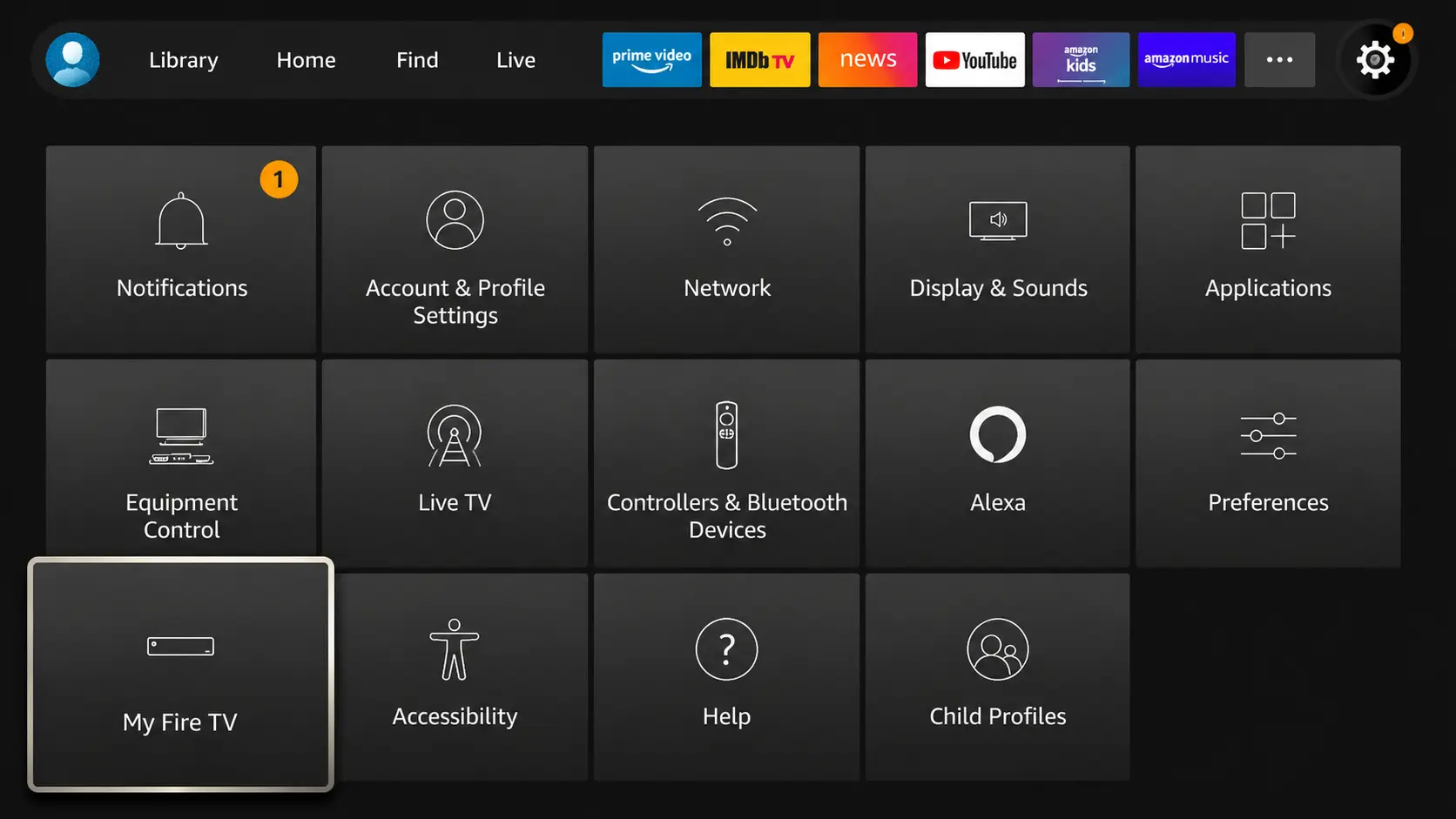 Click My Fire TV in Firestick settings
