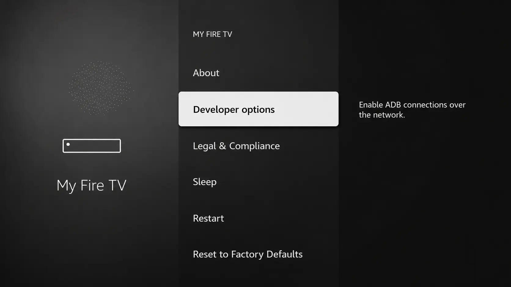Choose Developer Options on Firestick